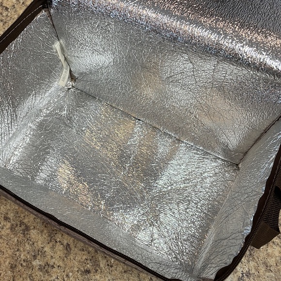 Thirty-One Small Soft Sided Cooler. Brown & Tan Design Monogrammed •B•   GUC - Picture 2 of 13